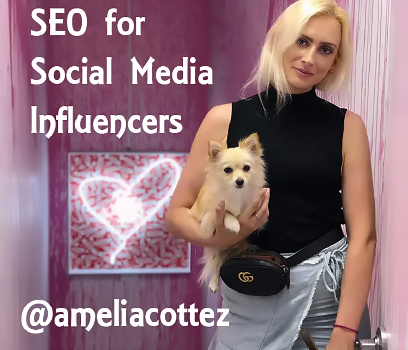 A SEO Social Media Influencer on Picture Holding A Dog