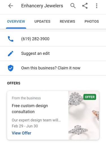 Offers and promotional posts in Google My Business