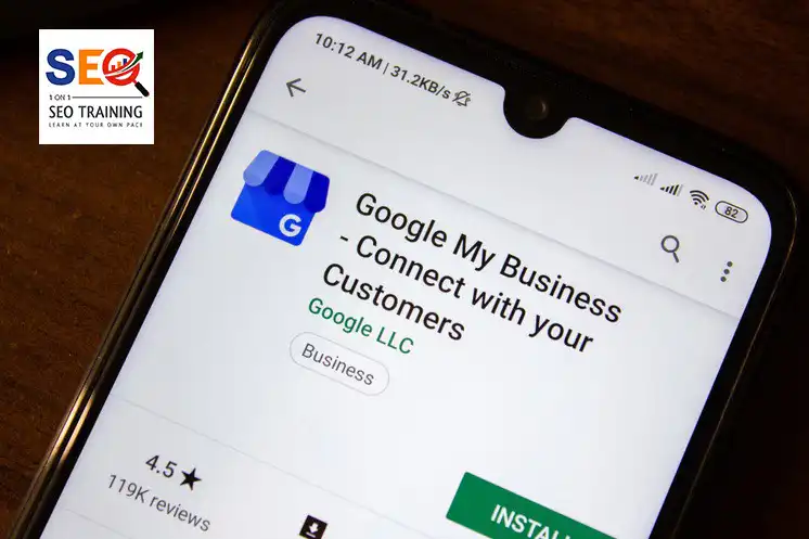 a cellphone showing Google My Business - Connect with your customers for more sales