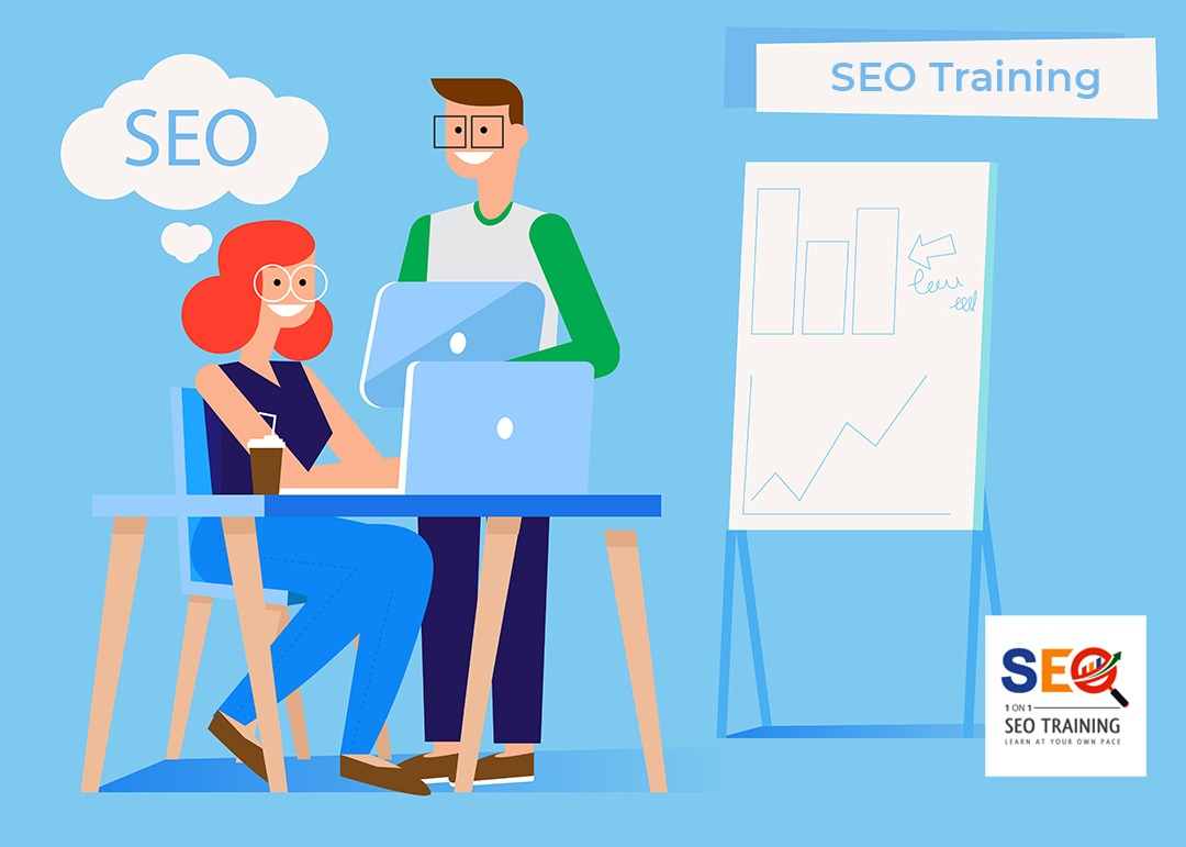 seo training man and woman in office