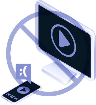 Two screens shows a video button and sad face portraying the Bad SEO Learning Methods Video