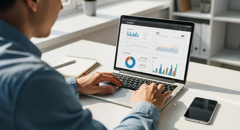 Person using a laptop for Backlinks SEO Tutorial